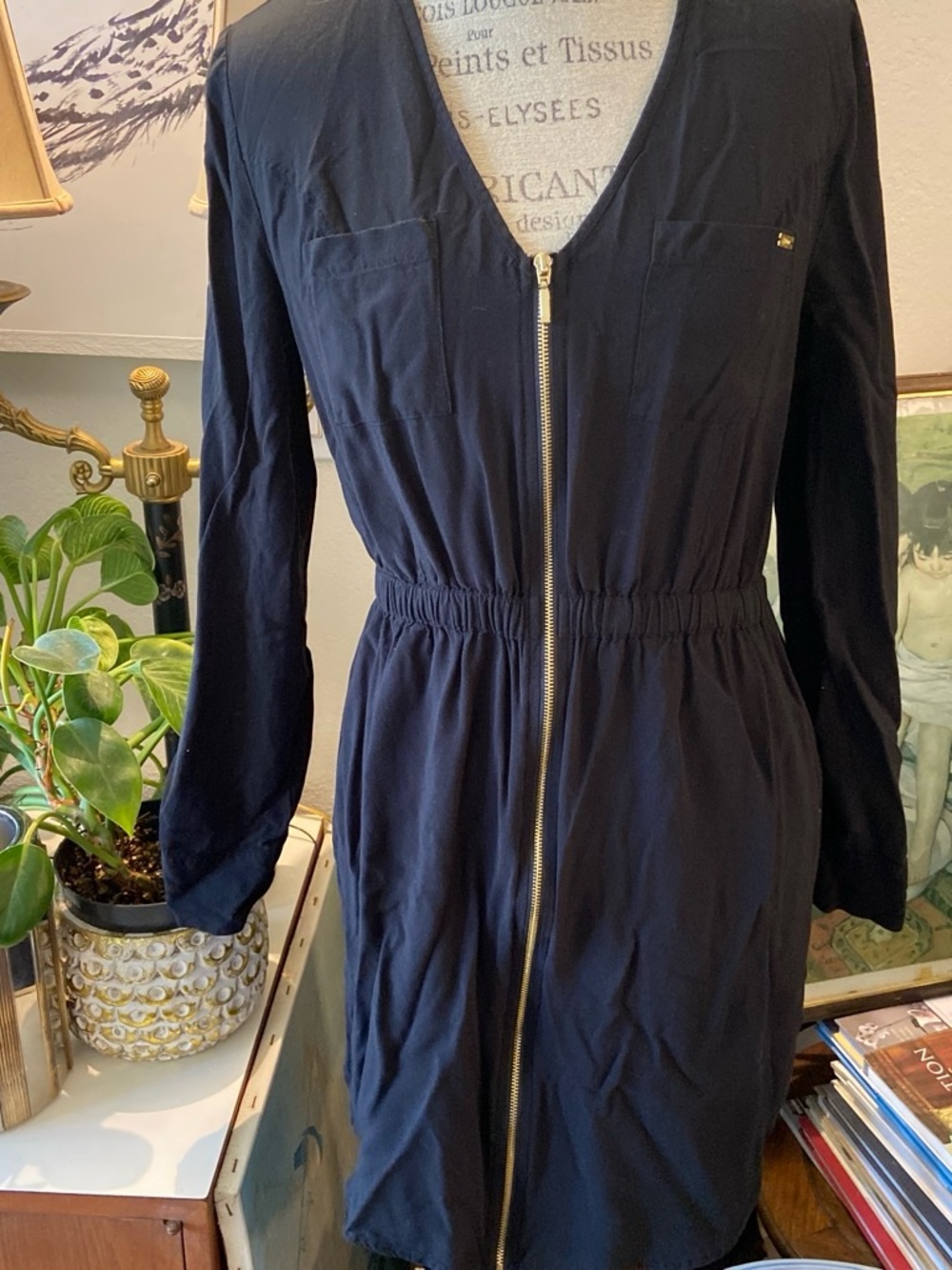 Classic Navy Zip-Front Women's Dress